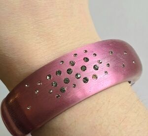 Pink bracelet studded rhinestones bangle clamper moonglow